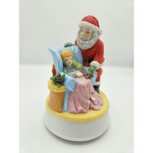 Rotating Santa NIGHT BEFORE CHRISTMAS Erich Stauffer Porcelain Music Box